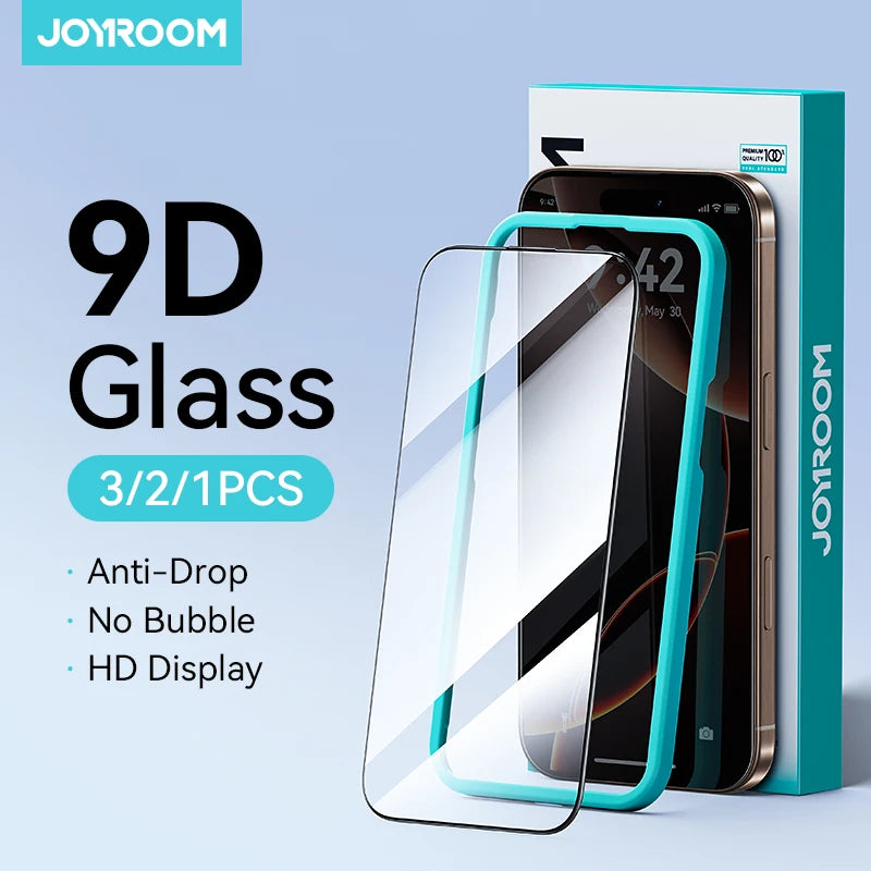 Protector de pantalla de vidrio templado HD ultratransparente Joyroom para iPhone 15, 16 y 17 Pro Max