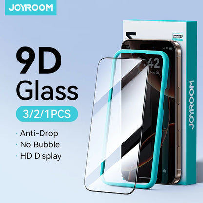 Protector de pantalla de vidrio templado HD ultratransparente Joyroom para iPhone 15, 16 y 17 Pro Max