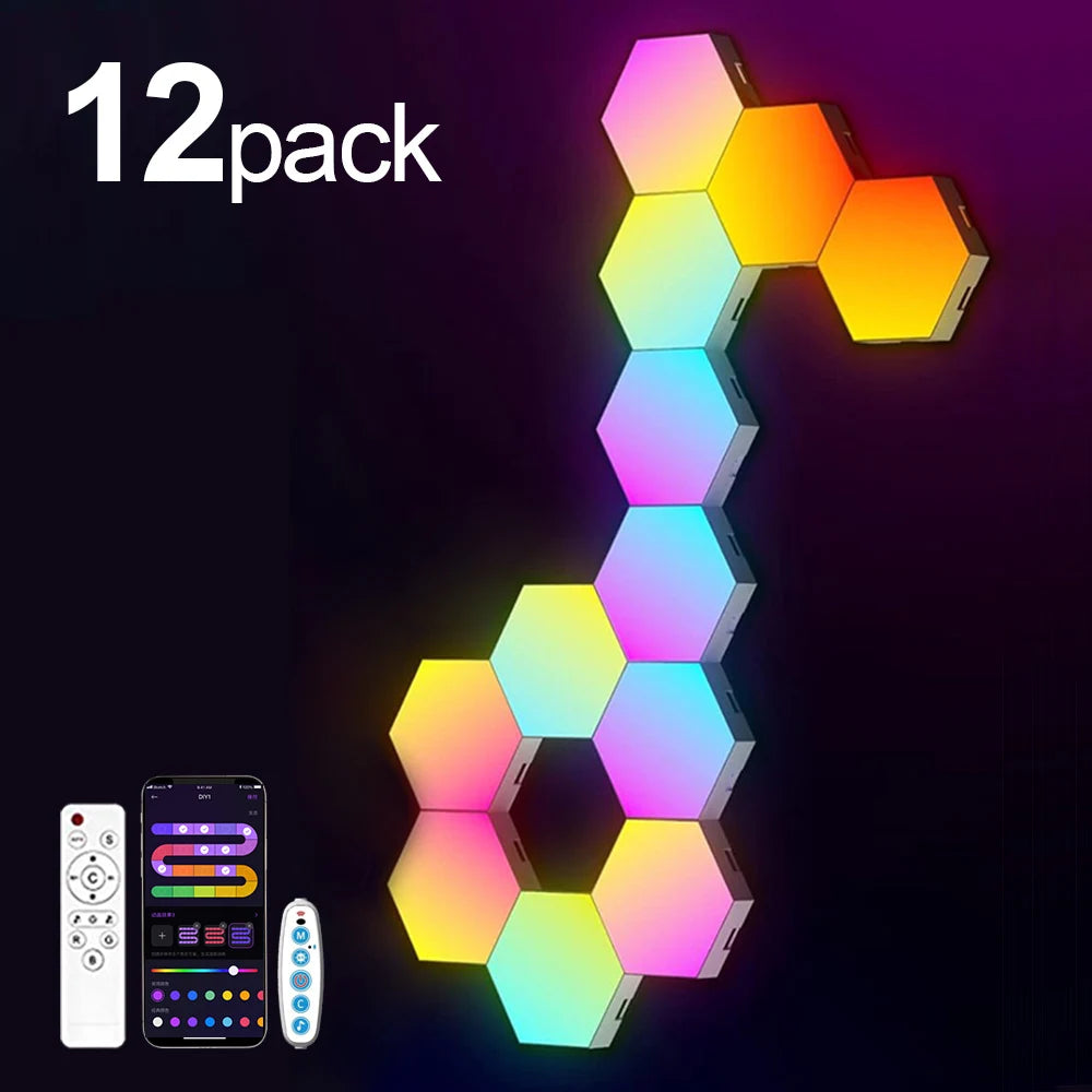 RGB Smart Hexagon Wall Lights – App Control Music Sync Ambient Lamp