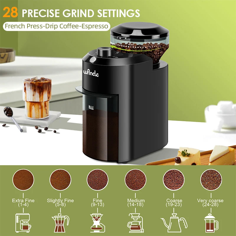Precision Burr Coffee Mill – Adjustable Conical Grinder 28 Levels