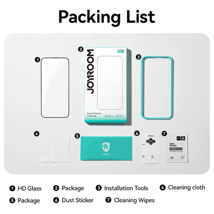 Protector de pantalla de vidrio templado HD ultratransparente Joyroom para iPhone 15, 16 y 17 Pro Max