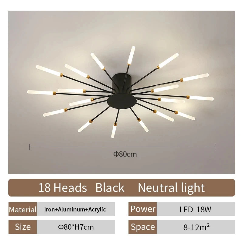 Modern Nordic LED Ceiling Light – Fireworks Style Living Room Chandelier