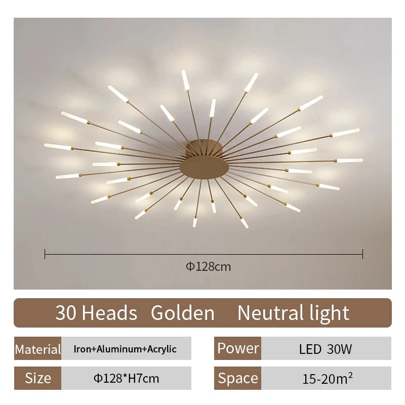 Modern Nordic LED Ceiling Light – Fireworks Style Living Room Chandelier