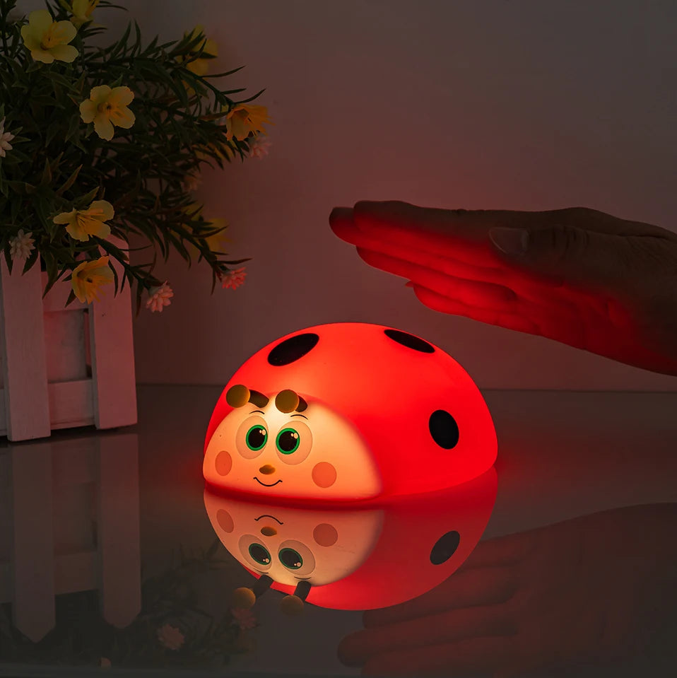 Cute Ladybird Silicone Night Light – USB Rechargeable Touch Lamp for Kids