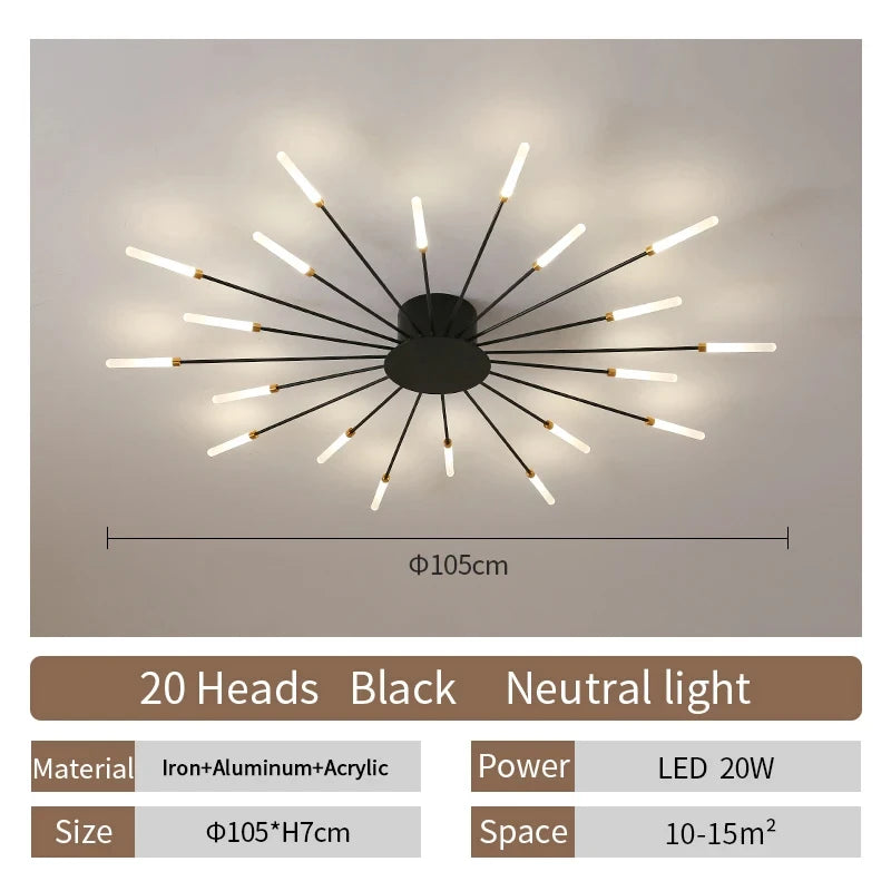 Modern Nordic LED Ceiling Light – Fireworks Style Living Room Chandelier